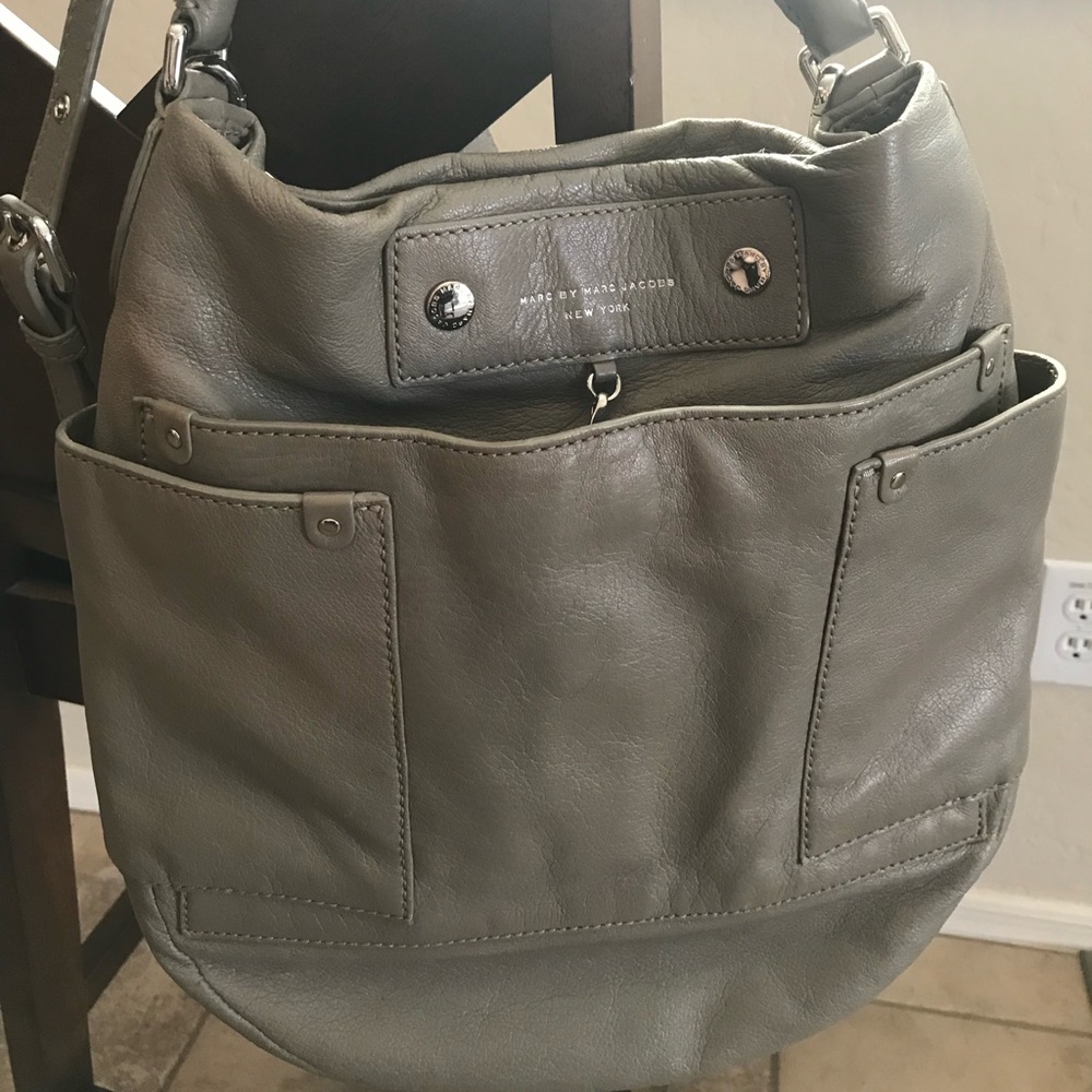 Marc by Marc Jacobs leather hobo purse taupe